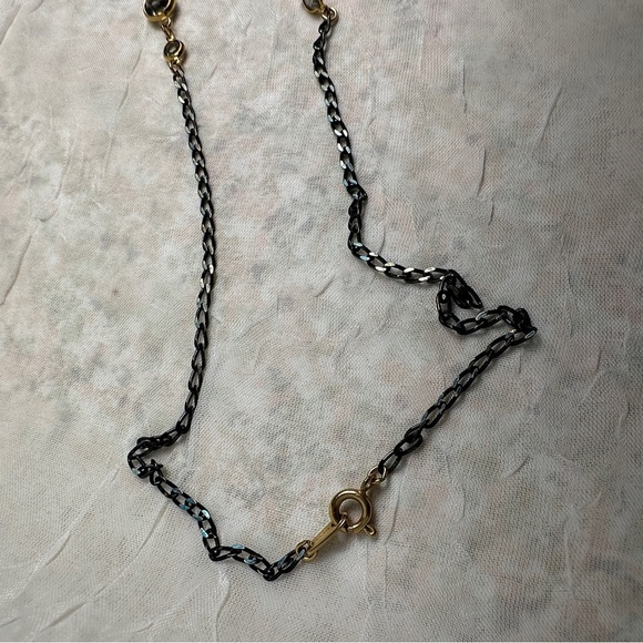 Vintage Signed Crown TRIFARI Necklace Gold Tone & Black  Chain Link Glass - Picture 7 of 15